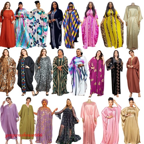 African Dashiki Women Kaftan Moroccan Maxi Dress Gown Abaya Dubai Caftan Casual - Bild 1 von 103