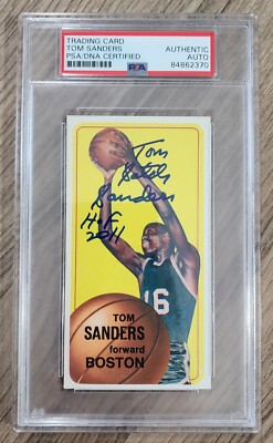 Tom Satch Sanders Signed 1970-71 Topps Card #163 Celtics NBA HOF 