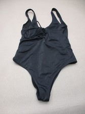 L.A. Hearts Size M Women BLK Lace Up Unlined Wireless One-Piece Swimming Suit 3Q