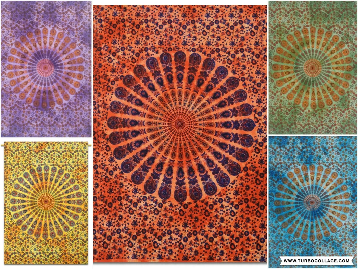 Tapestry Bohemian Hippie Tie Dye Wall Hanging Dorm Decor Poster Indian Mandala