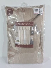 Elrene Cachet 52"x95" Enza Semi Sheer Silk Set of 2 Rod Rocket Panels Taupe NEW 