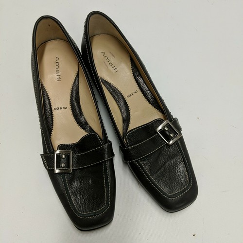 Mujer Zapatos De Tacón Clásico De Amalfi Italia Negro Cuero Zapatos De  Salón Talla 9 N * estrecho * | eBay