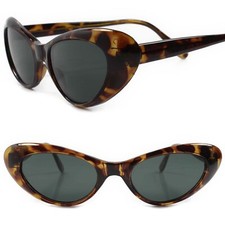 Classic True Vintage Deadstock Rockabilly 70s Tortoise Womens Cat Eye Sunglasses