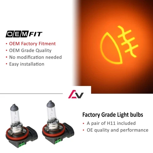 For 2012-2015 Honda Pilot Front Bumper Fog Lights Driving Lamps w/Bulb Pair - Picture 4 of 12