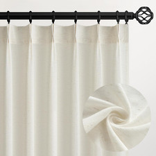 94 Inch Length Pinch Pleat Linen Curtains Drapes 2 Panels Set,Hooks Sense of Des