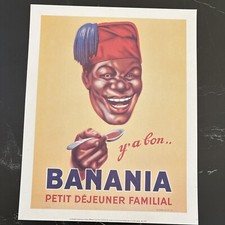 PETITE AFFICHE CHOCOLAT BANANIA Y'A BON - PETIT DEJEUNER FAMILIAL REPRODUCTION