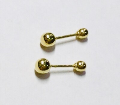 14k Yellow Gold Round Ball Stud Earrings for Babies or Upper lobe - Main Image