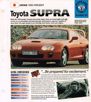 1996 / 1997 TOYOTA SUPRA turbo IMP Brochure | eBay