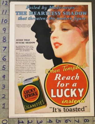 campbell tobacco 1930 LUCKY STRIKE WEIGHT FITNESS SMOKE THOMAS CAMPBELL SHADOW TOBACCO AD  [[SKU]