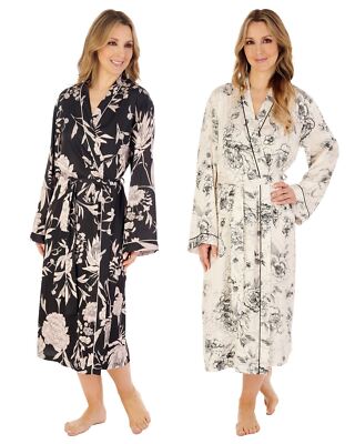 Gaspe Satin Morgenmantel seidig weich 46'' Langarm Kimono Wickel Morgenmantel Hausmantel