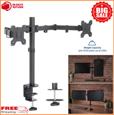 Double Monitor Mount Bracket Stand Desk Dual Arm Holder 2 LCD LED 27 in Screens