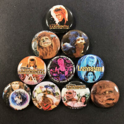Labyrinth 1'' Button Pin Set Fantasy Classic David Bowie Jennifer Connelly 