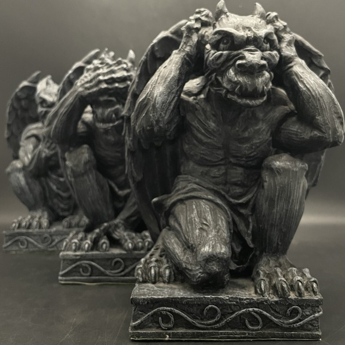 A.C.K. Hear No See No Speak No Evil Gothic Resin Gargoyles