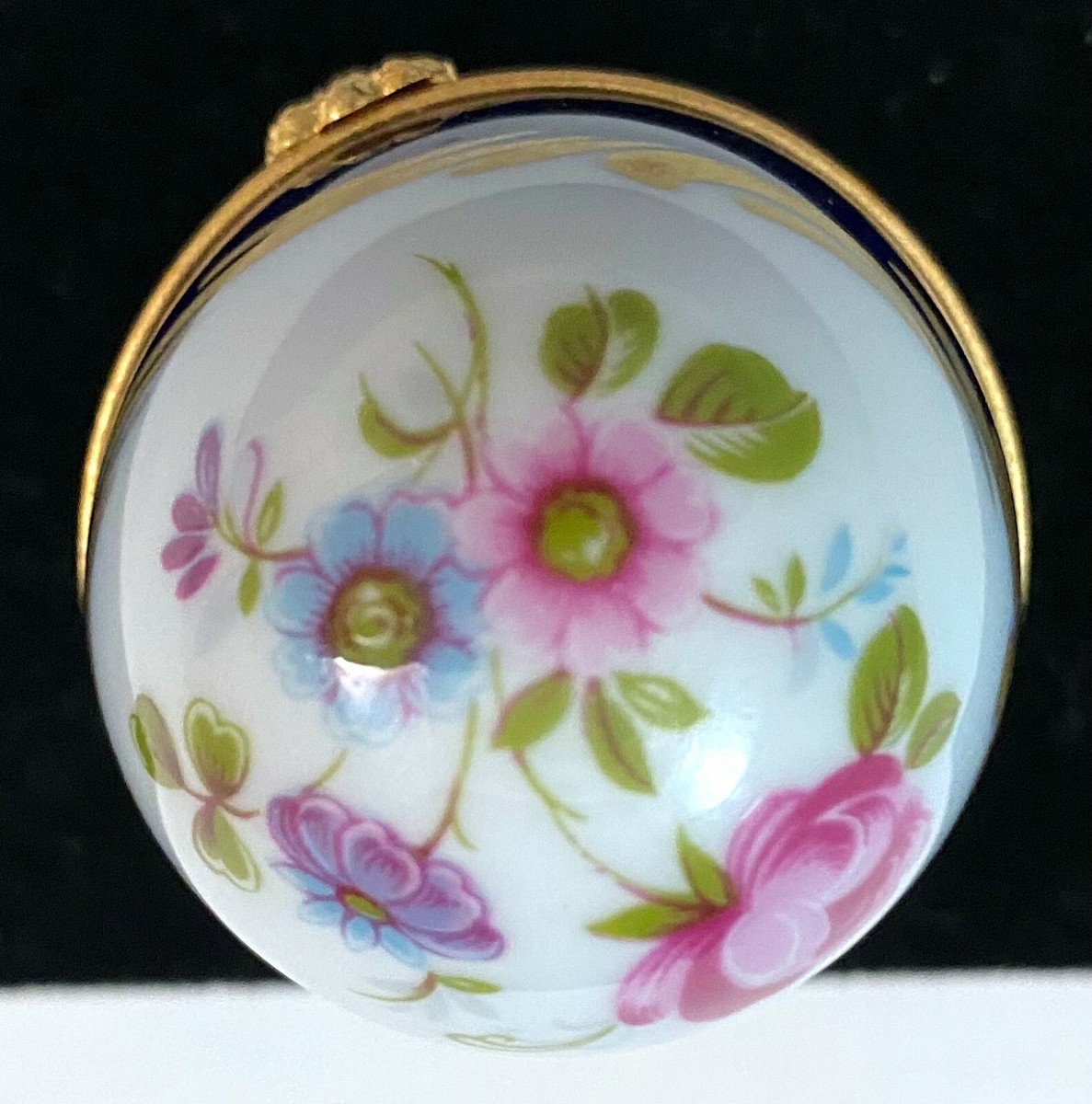 LIMOGES PORCELAIN EGG WITH TINY PERFUME BOTTLE, VINTAGE