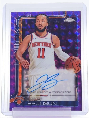JALEN BRUNSON 2025-26 TOPPS CHROME PURPLE GEOMETRIC KNICKS AUTO /75 Q3824
