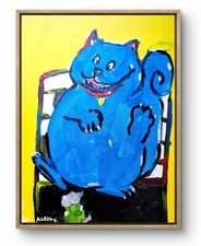 Original Art Rat vs Cat 14x11 Bold Color Modern Abstract Canvas