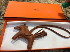 HERMES RODEO PM BAG CHARM GOLD LAMBSKIN LEATHER Brand New 'K' Stamp with Box
