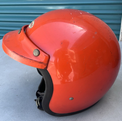 Vintage Bell Super Magnum Orange Motorycle Helmet w/ 520 Visor