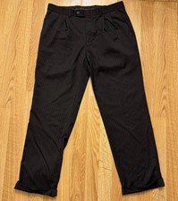 Lauren Ralph Lauren Men's Dress Pants 100 Wool Black Pinstripe Size 34x30