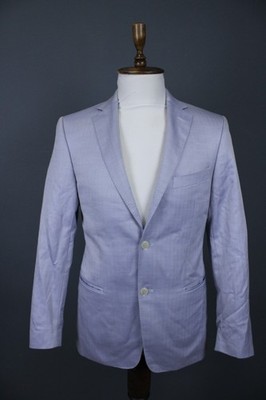 Versace Collection Blue Silk Wool Notched Lapel 2 Button Blazer Jacket Size 48