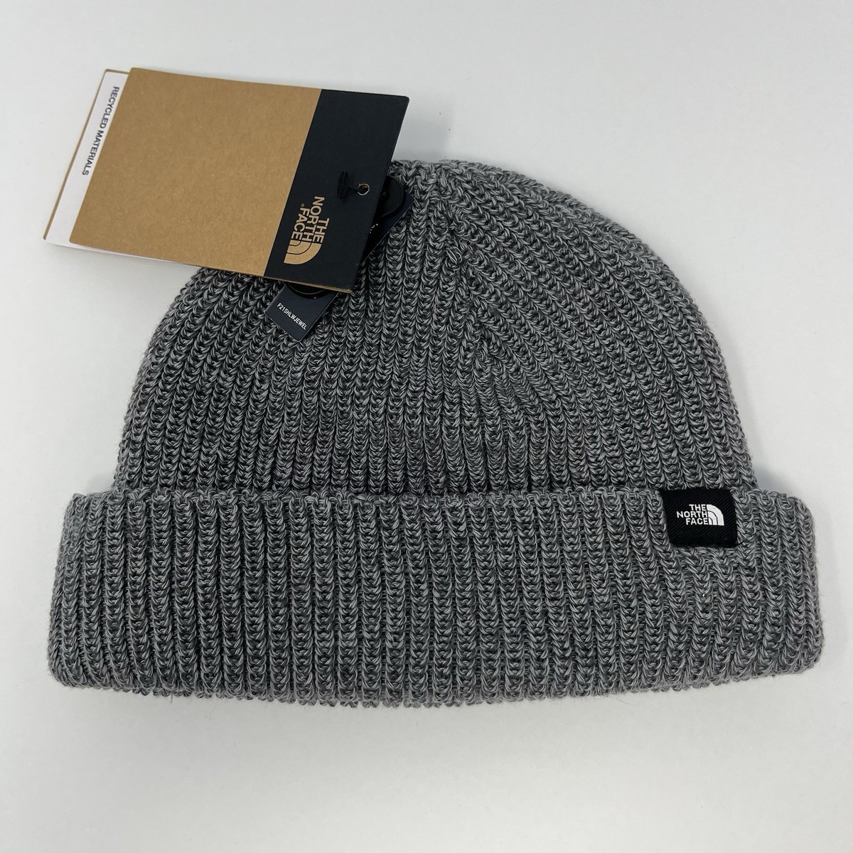 The North Face Fold Optional Gray Beanie Winter Hat Cap Toboggan