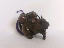 Tagayasan Netsuke Signé en Bois Vintage Japonais
