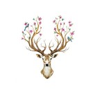 1pcs Deer PVC Wall Stickers with Colourful Flowers for Home Decor