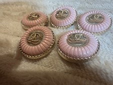 5 fabulous  Chanel Buttons 23mm peach Pink cc Buttons Quilted Metal Beautiful