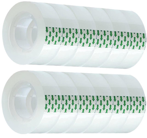 12 Rolls Clear Tape Refill - Tear by Hand, Transparent Tape Rolls for Dispens...