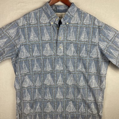 Dietrich Varez Reyn Spooner Shirt Mens XL Blue Nautical Sailboat Button Down