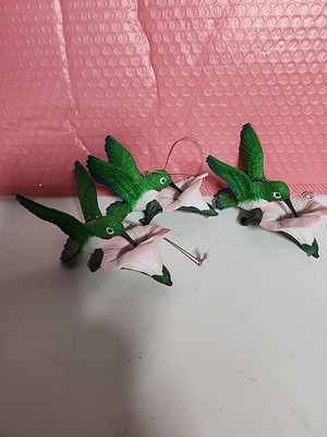 Lot of 3 hanging hummingbird Figurines ceramic decor see pictures for details