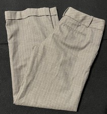 The Limited Drew Fit Pants Womens 10 Gray Pinstripe Cropped Cuffed Dress Lined