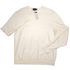 Bloomingdales Crewneck Sweater Mens Large Cannoli Off White Cotton Cashmere