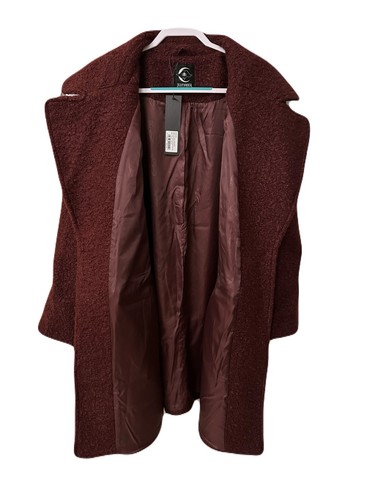 NEW Disturbia Womens Size 16 Rhodanthe Bouclé Oversized Burgundy Coat Size 20 UK - Picture 6 of 12