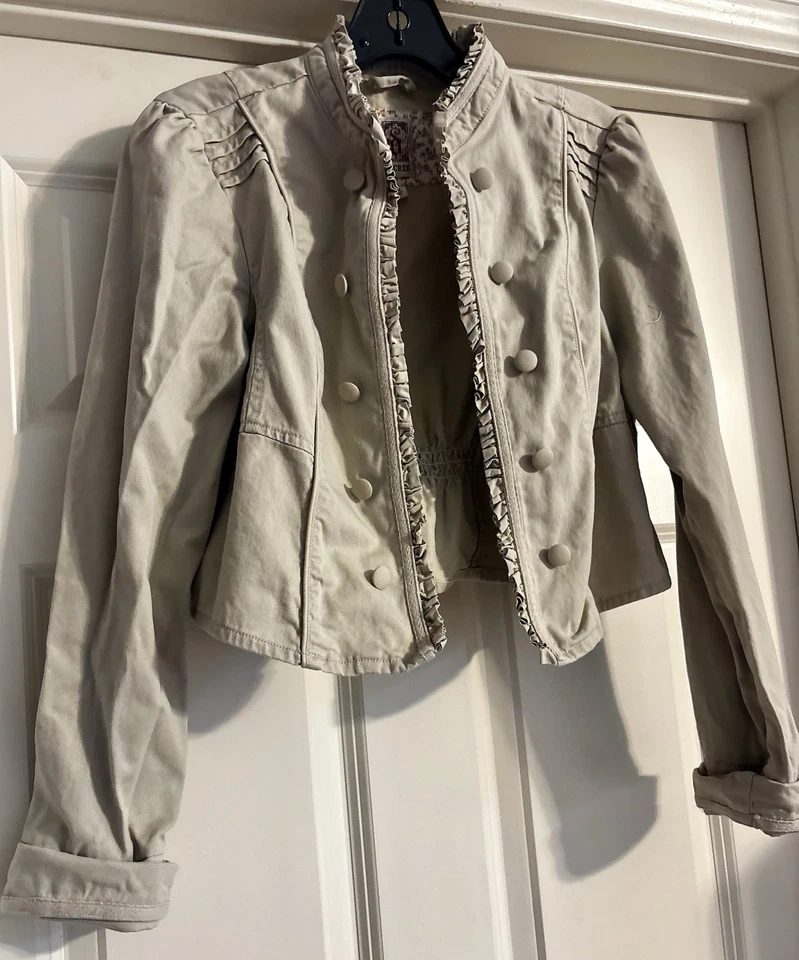 Decree Double Breasted Elasticized Back Size L Ruffled Utility Jacket  - Image 3 of 4