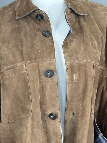 Johnnie-O Top Shelf Genuine Suede Leather Jacket Brown Size L image 3