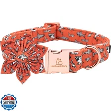 Lionheart Glory Dog Collar - Shark Print with Flower Design, Adjustable for L