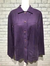 Selene Studio, M, Purple 100% Silk Long Sleeve, Button Down Blouse/Top, Pockets