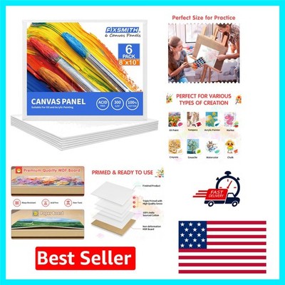 8x10 Inch Canvas Boards - 6 Pack of  Cotton Art Panels for All Levels