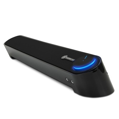 Computer Sound Bar Speaker (Blackout) with Easy Access Headphone & Mic Jacks
