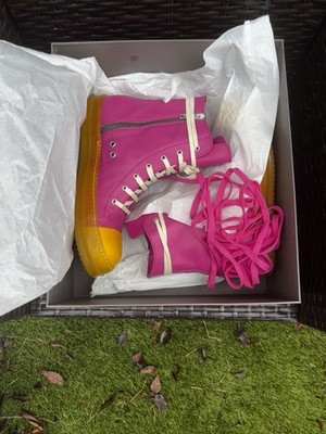 Rick Owens SS23 edfu Pink Yellow High-Top Leather Ramones  EU 44