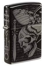 Zippo Hawkmoth High Polish Black Windproof Pocket Lighter, 24756-081192