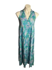 Lilly Pulitzer- Mini Malone Maxi Dress Las Olas Aqua Strong Current Sea Size XL 