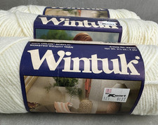 Vintage Wintuk Yarn 3 Skeins White Worsted 4 ply KMART Made in USA ORLON ACRYLIC