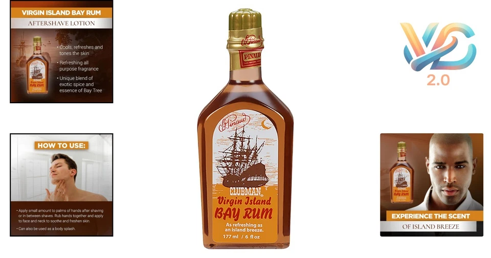 Pinaud Virgin Island Bay Rum After Shave - 6 fl oz of Timeless Masculine Charm - Image 2 of 4