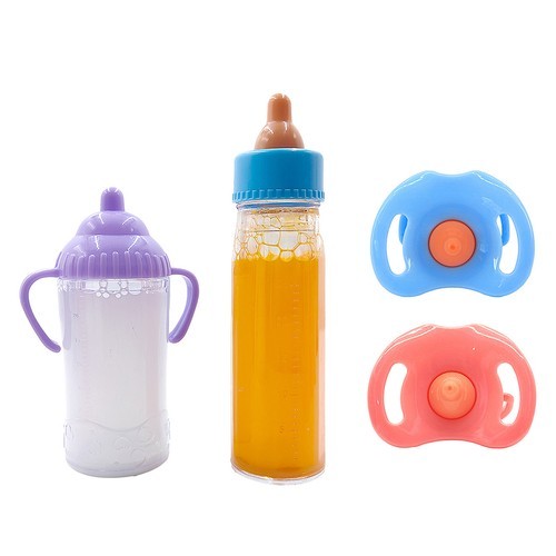  4PCS Doll Feeding Set - Realistic Magic Bottles & Cute Pacifier for Baby Dolls