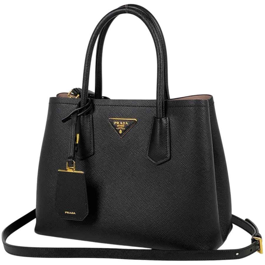 PRADA 2WAY Shoulder Bag 1BG887 Black Leather Small Bag with Dust Bag #BS816