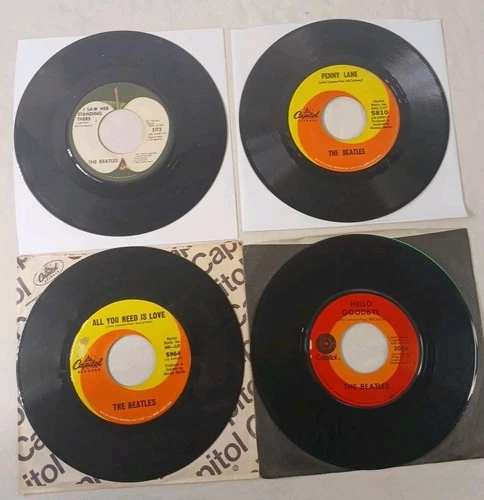 The Beatles 45 RPM 7” Vinyl Record Lot Of 4 Penny Lane Hello Goodbye A7