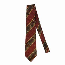 Vtg. Robert Talbott Red Gold Stripe Ornate Red Gray Paisley 100 Silk Tie
