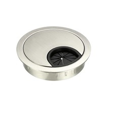 Cable Hole Cover 2-1/8" Zinc Alloy Desk Grommet Wire Drawing Silver